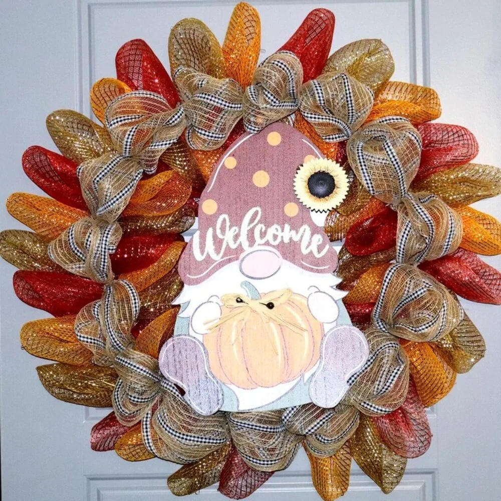 Custom Fall Gnome Wreath